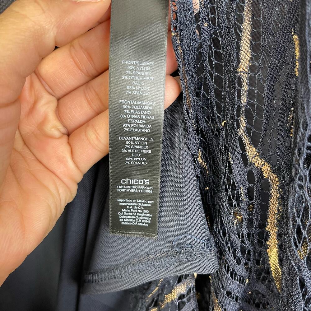 Chicos‎ Travelers Womens Dark Gary XL Sheer Lightweight Open Front Cardigan - Picture 7 of 7